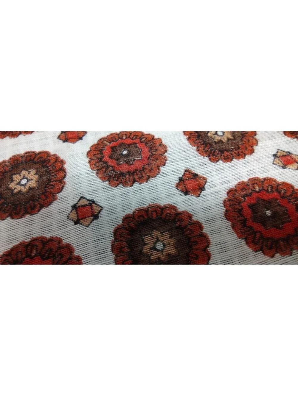 Vintage 60s Scarf Mid Century Brown Shades Floral Circles Nylon Rayon Made Japan